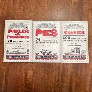 Vintage 1989 Blue Ribbon Cookbook Box Set 3 Pack Cookies Pies Pickles Preserves